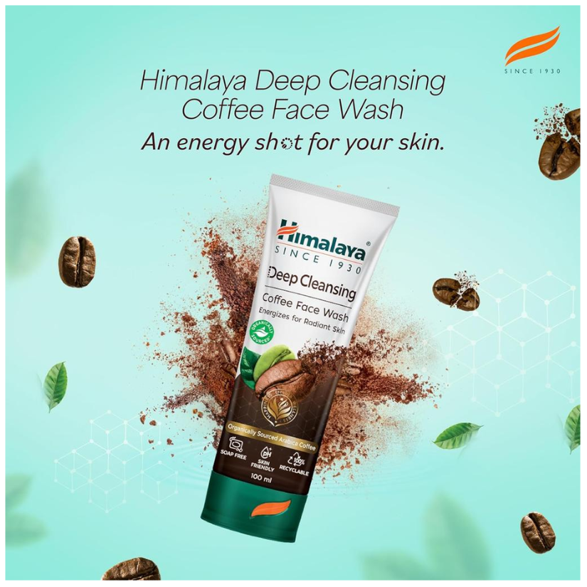 Himalaya Deep Cleansing Coffee Face Wash Polyphenols Rich for Daily Care 100ml